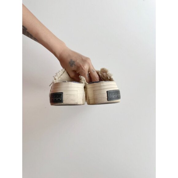 xVESSEL G.O.P. White Frayed Canvas "Peace By Piece" Slip On Sneakers, Size 37 - Picture 9 of 16